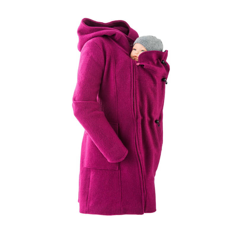 Mamalila Woolen Hooded Babywearing Coat - Berry