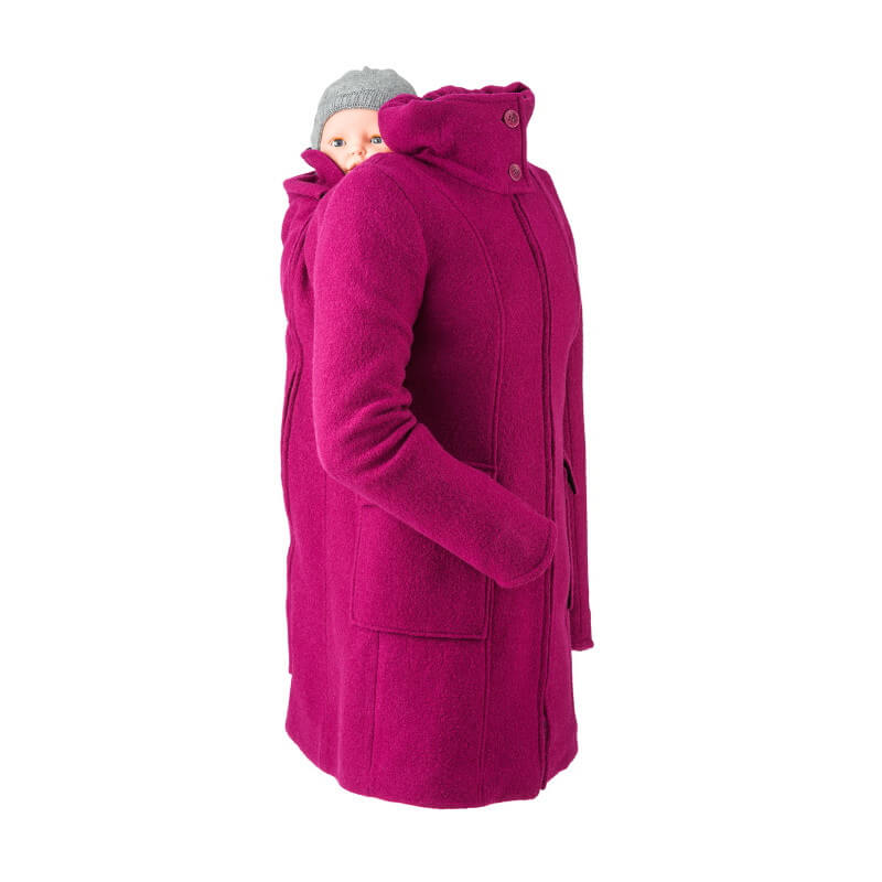 Mamalila Woolen Hooded Babywearing Coat - Berry