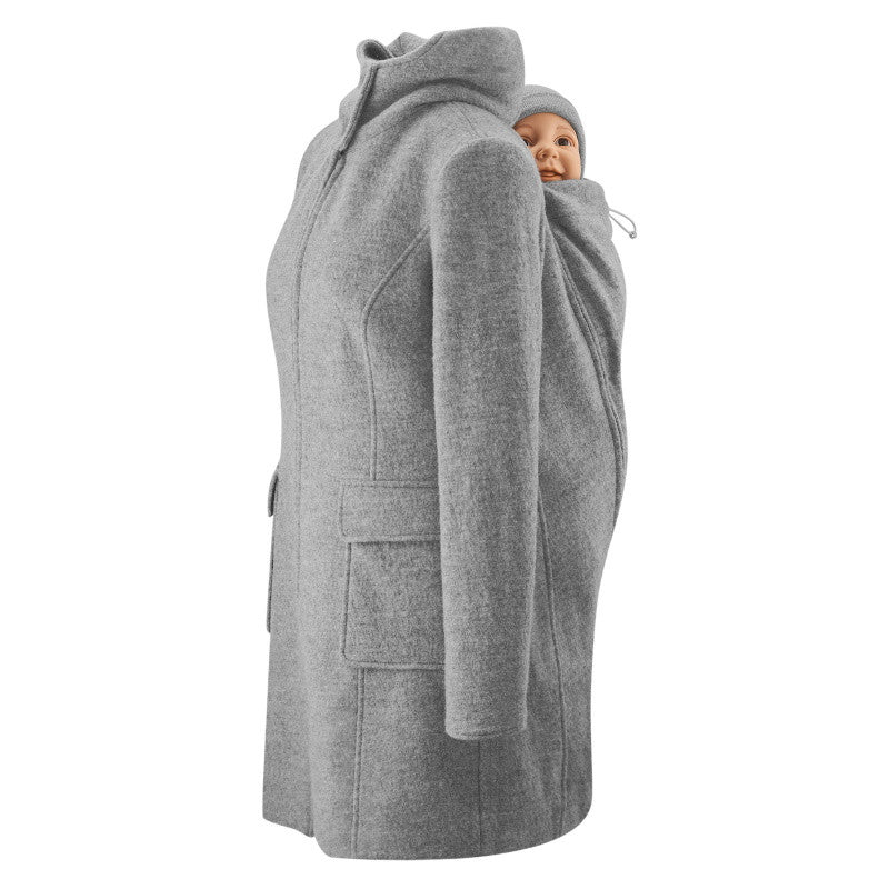 Mamalila Woolen Hooded Babywearing Coat - Light Grey